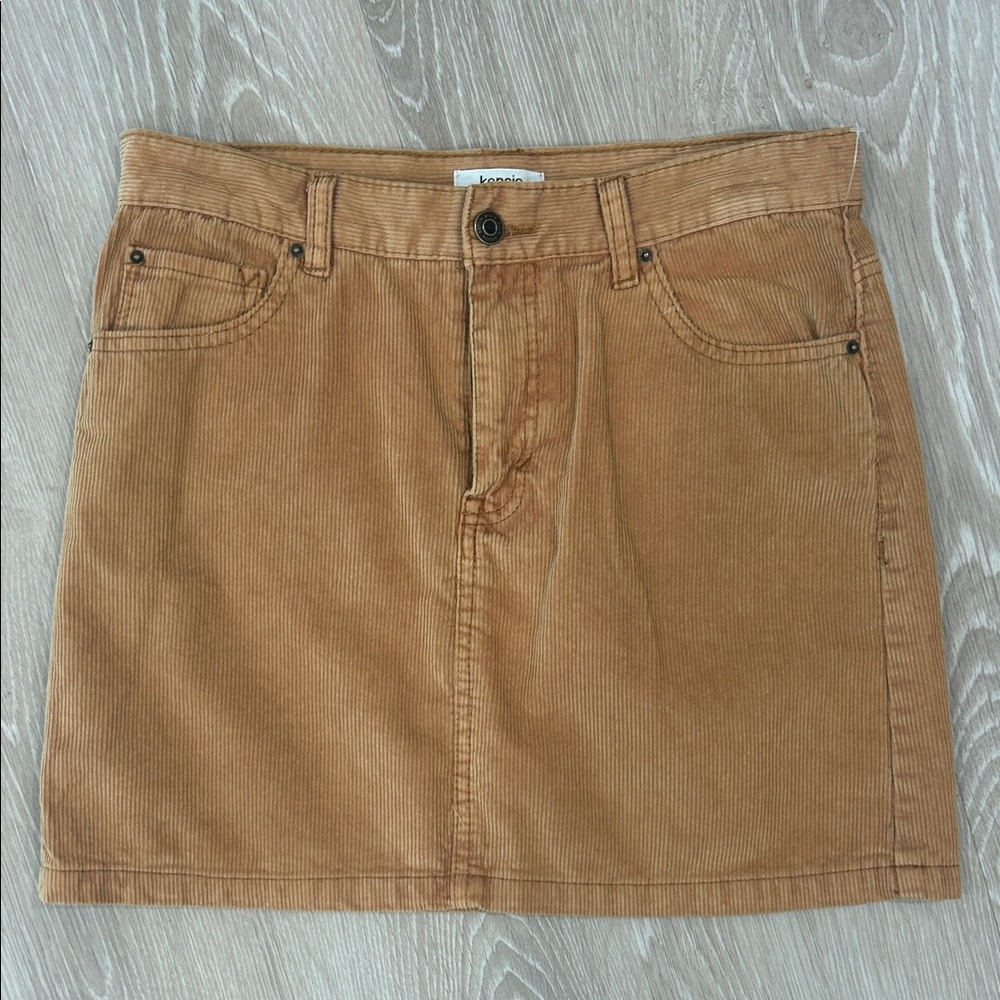 Kensie Tan Corduroy Mini Skirt